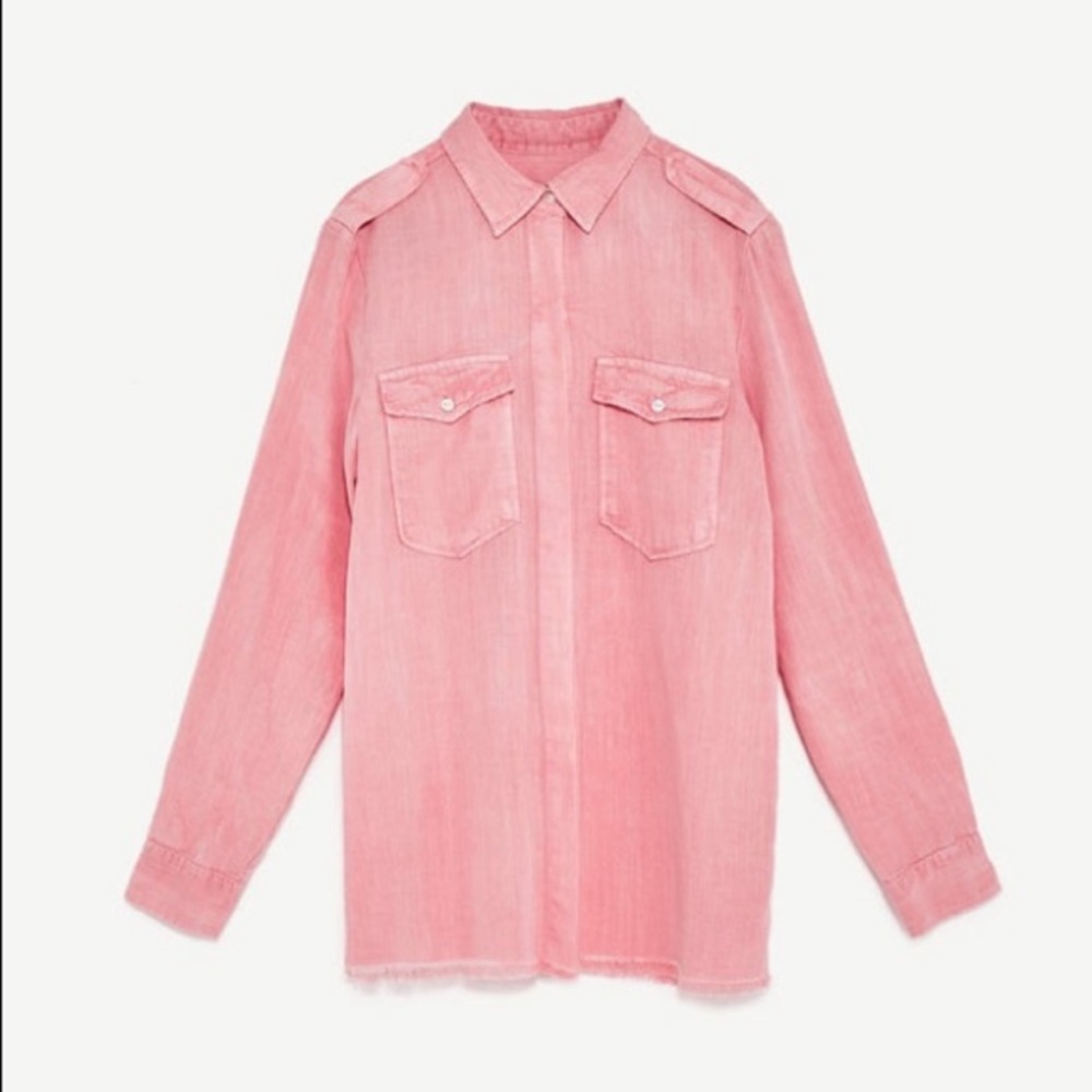 ZARA WOMAN The Army Shirt in Pink NWT - Picture 5 of 12